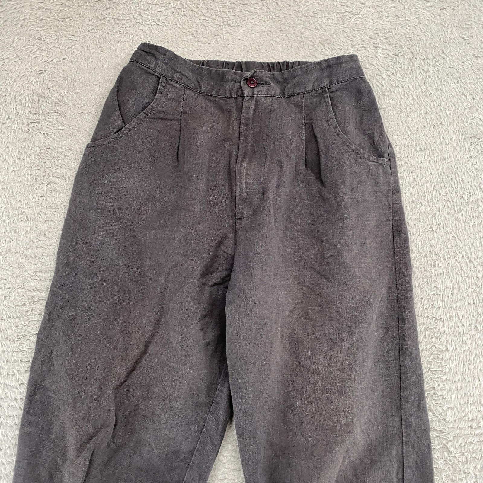Micaela Greg Barrel Pants Womens Xs Gray Linen Cotton Pleated Cuffed Ankle — image 3 of 8